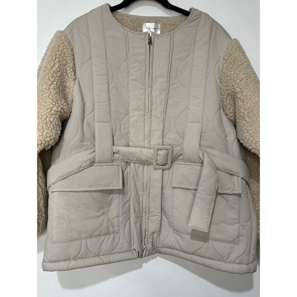 Line + Dot Milan Padded Sherpa Jacket Neutral/Cream Medium NWT Urban Outfitters - Picture 15 of 16